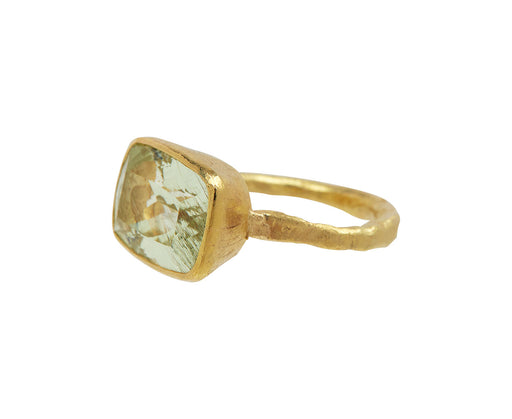 Cushion Cut Yellow Tourmaline Ring