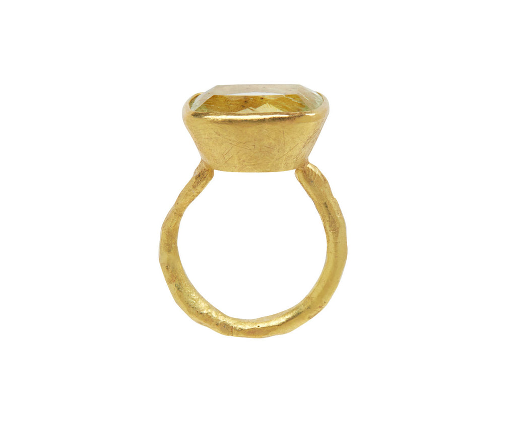 Cushion Cut Yellow Tourmaline Ring
