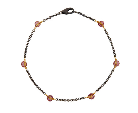 Amali Rhodolite Garnet Textile Chain Bracelet