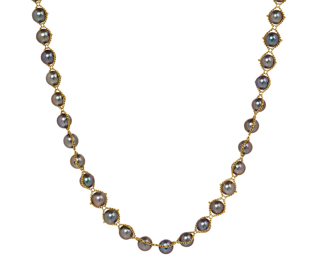 Amali Grey Akoya Pearl Textile Necklace