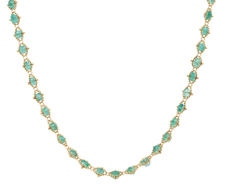 Pale Green Emerald Woven Textile Necklace