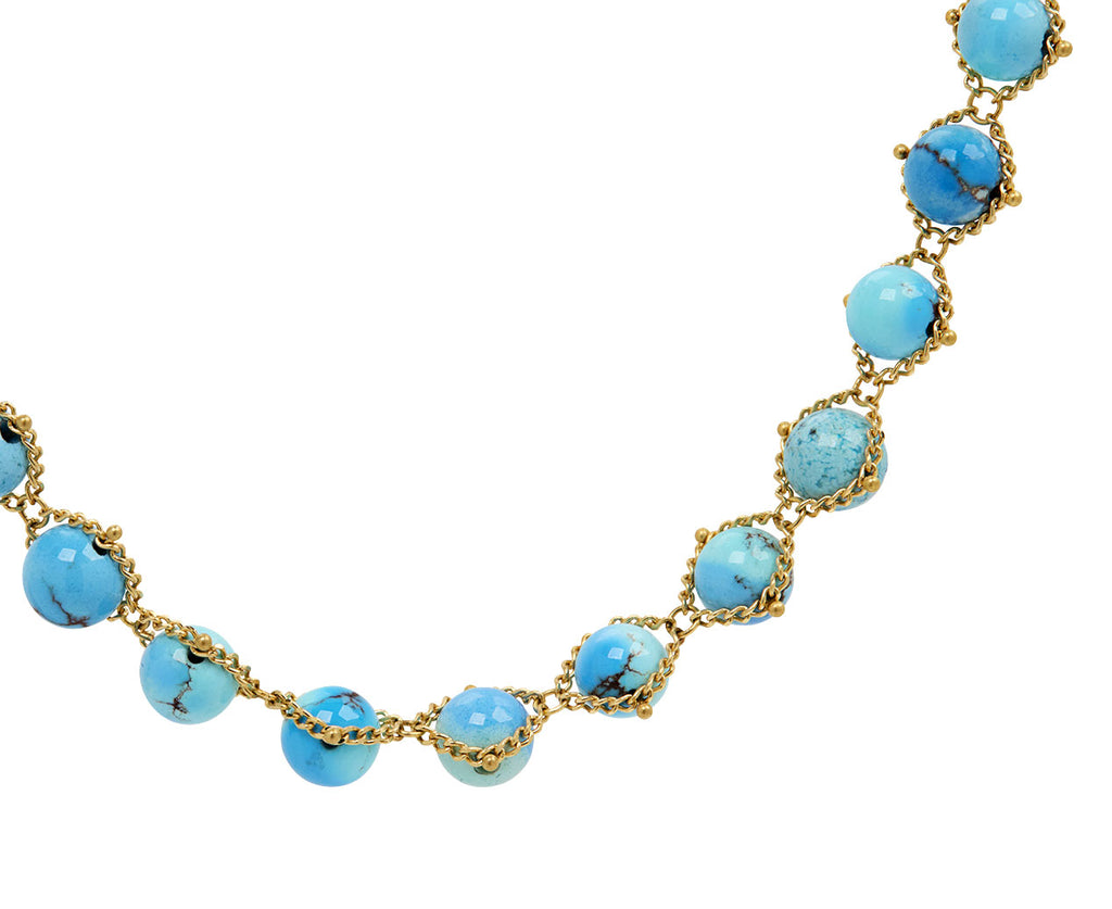 Amali Long Turquoise Textile Necklace - Closeup
