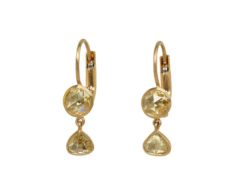 Double Gwyneth Pale Yellow Diamond Earrings - TWISTonline