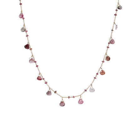 Rose Tourmaline and Rhodolite Waterfall Necklace