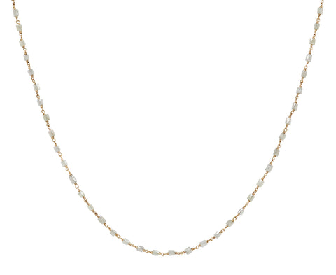Gray Tube Diamond Rosary Gancino Necklace