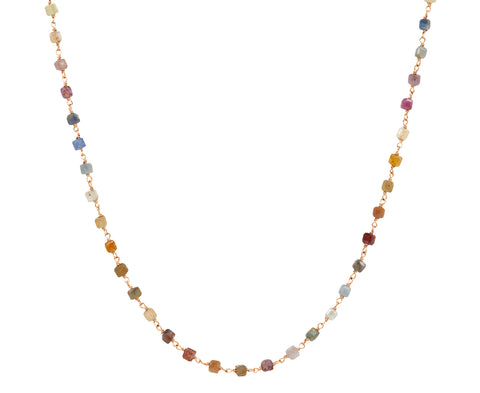 Multicolor Sapphire Cube Rosary Gancino Necklace
