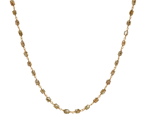 Champagne Diamond Tube Rosary Micro Necklace