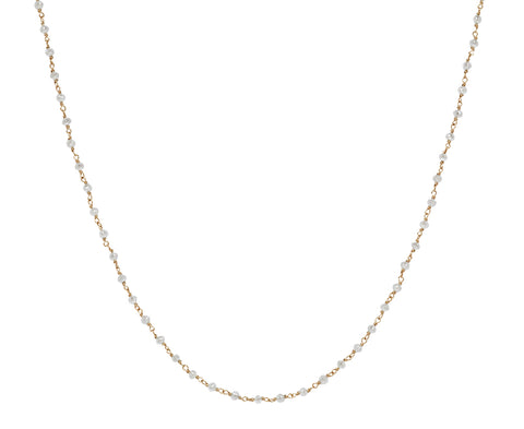 White Diamond Rosary S Micro Necklace