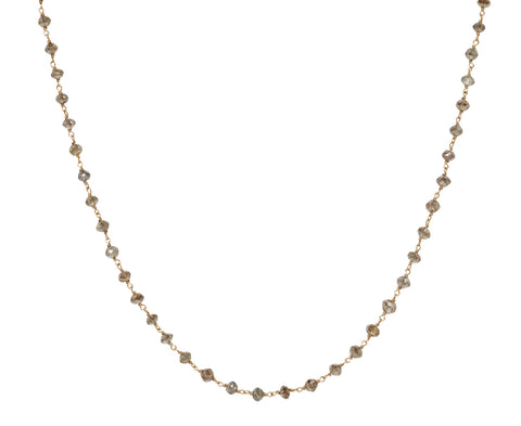 Champagne Diamond Rosary S Micro Necklace
