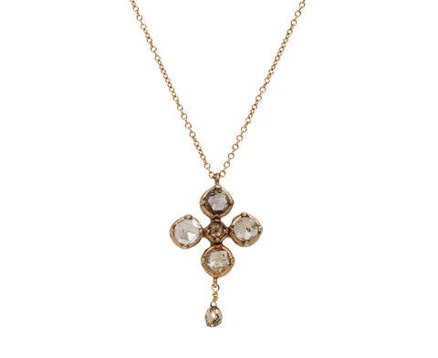 Champagne Diamond Quadrifoglio Mini Pendant Necklace