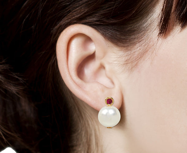 Beck Jewels Pink Tourmaline and Pearl Mini Grotto Earrings