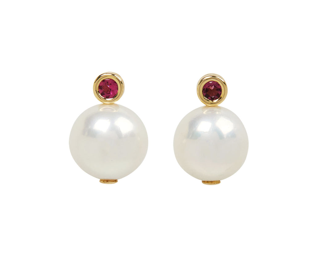 Pink Tourmaline and Pearl Mini Grotto Earrings - TWISTonline