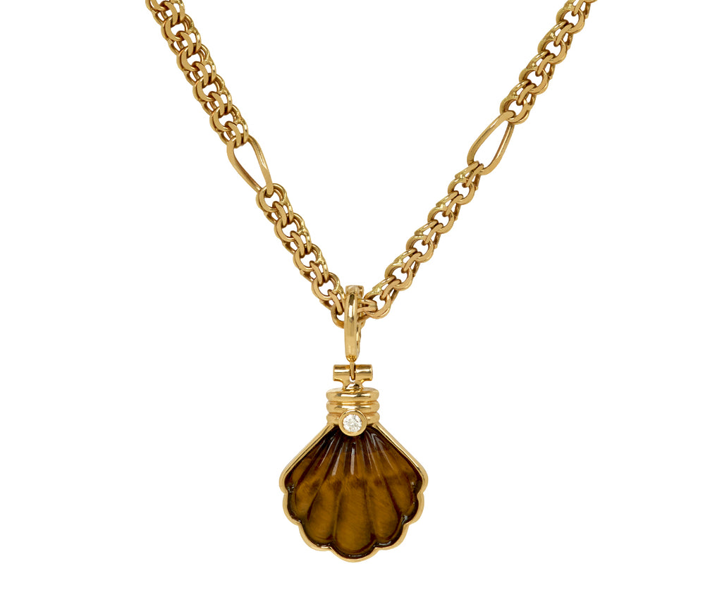 Carved Tigers Eye Shell Pendant ONLY
