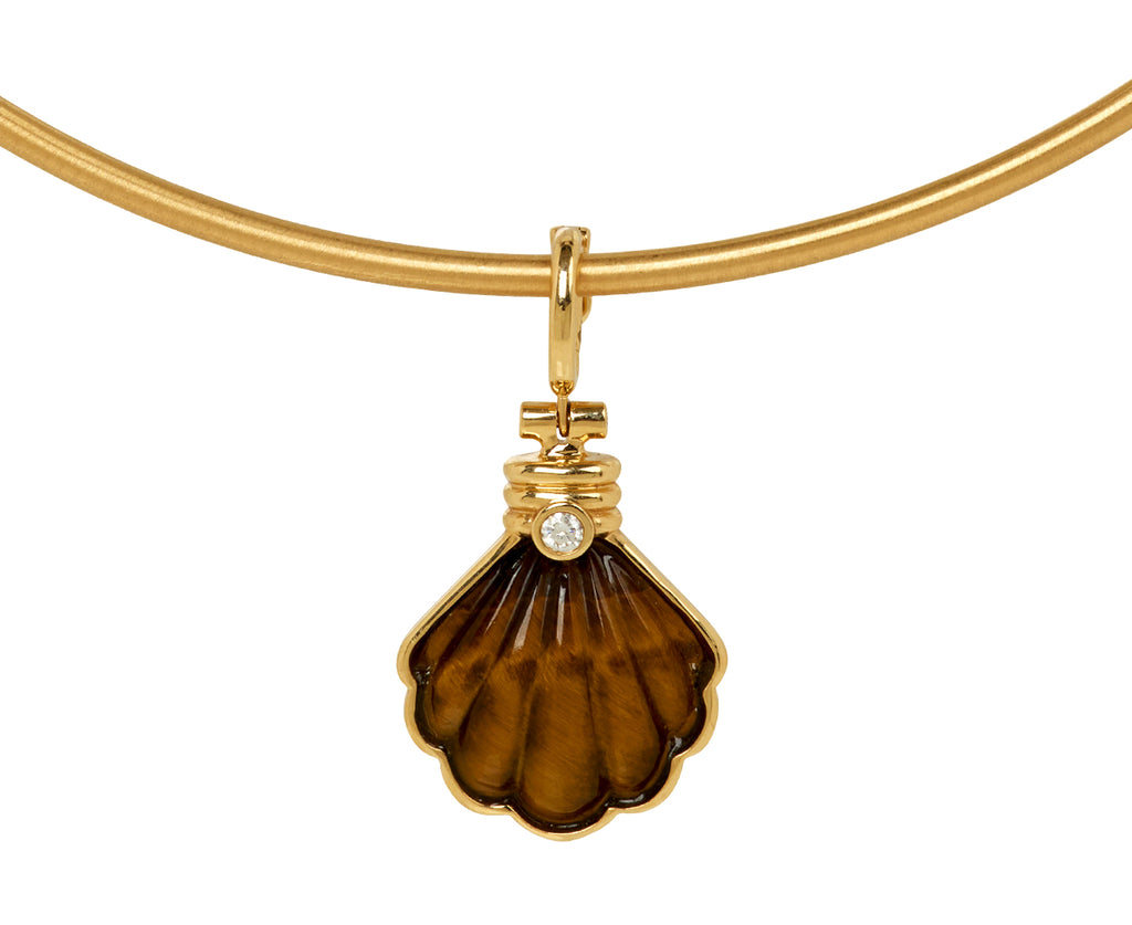 Carved Tigers Eye Shell Pendant ONLY