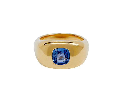 Cushion Cut Blue Sapphire Chunky BNS Ring