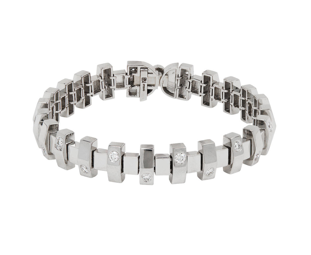 Narrow Platinum and Diamond Hopscotch Bracelet - TWISTonline