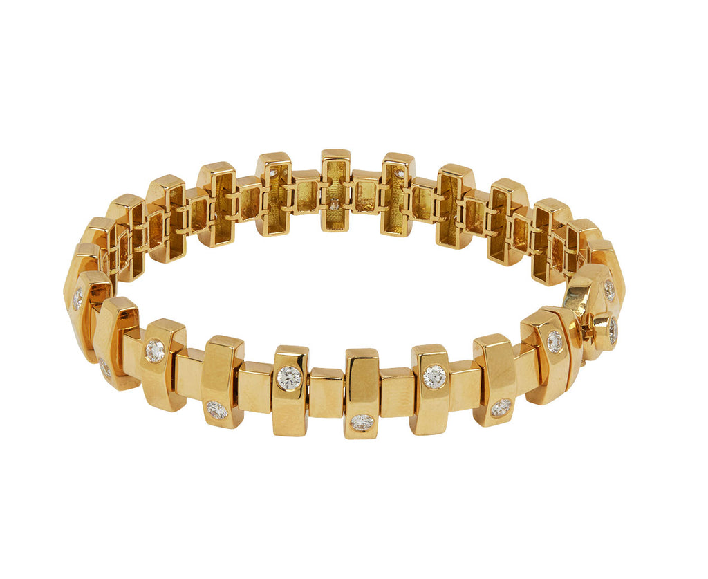 Narrow Gold and Diamond Hopscotch Bracelet