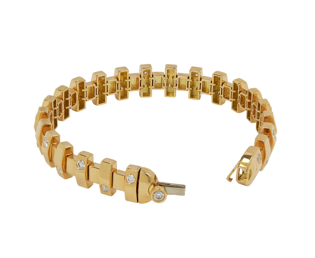 Narrow Gold and Diamond Hopscotch Bracelet