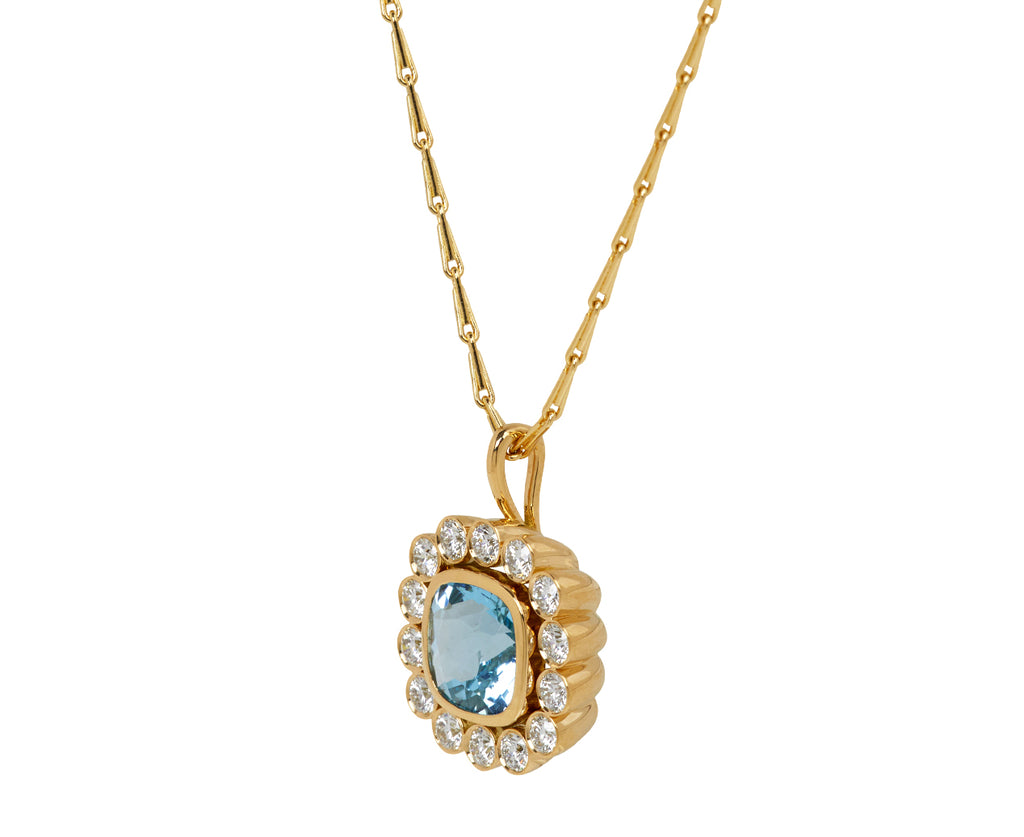 Brent Neale London Blue Topaz Wildflower Pendant with Diamond Petals Side View
