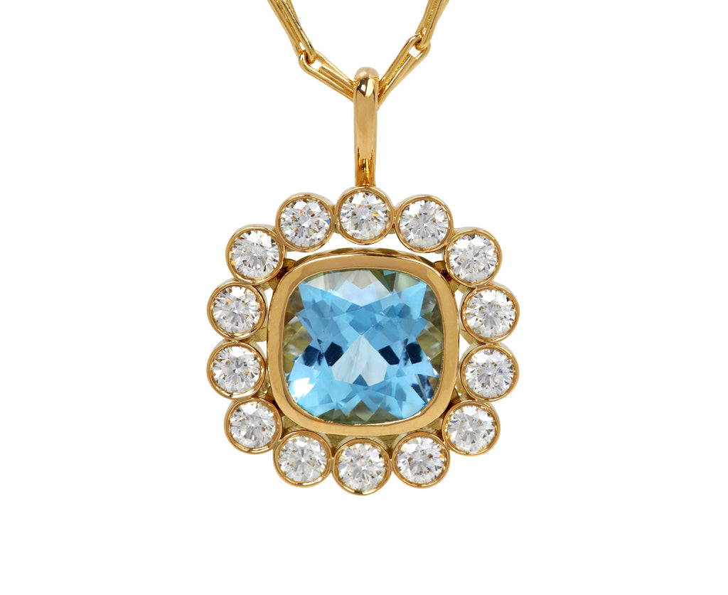 London Blue Topaz Wildflower Pendant with Diamond Petals