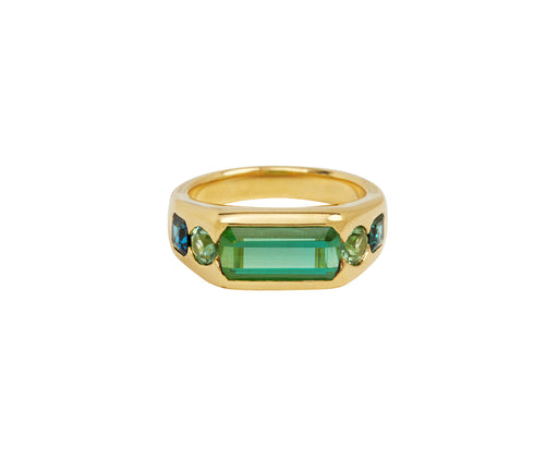 Green Tourmaline Five Stone Ring