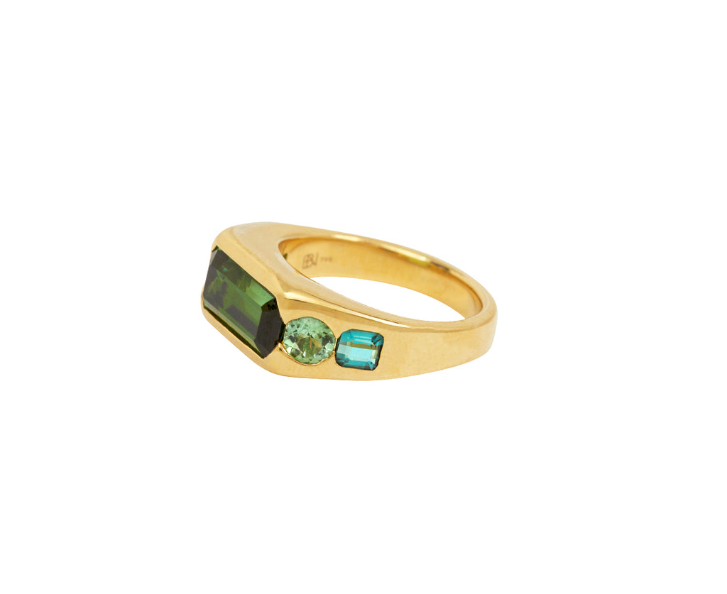 Green Tourmaline Five Stone Ring