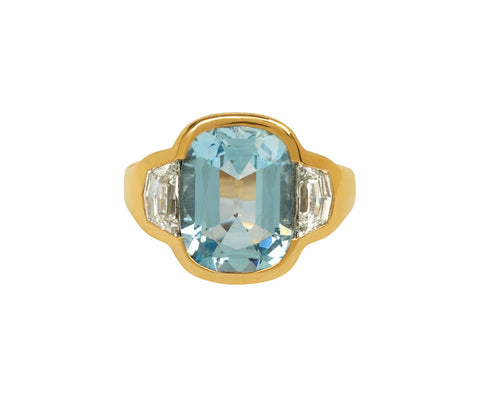 Aquamarine and Diamond BNS Ring