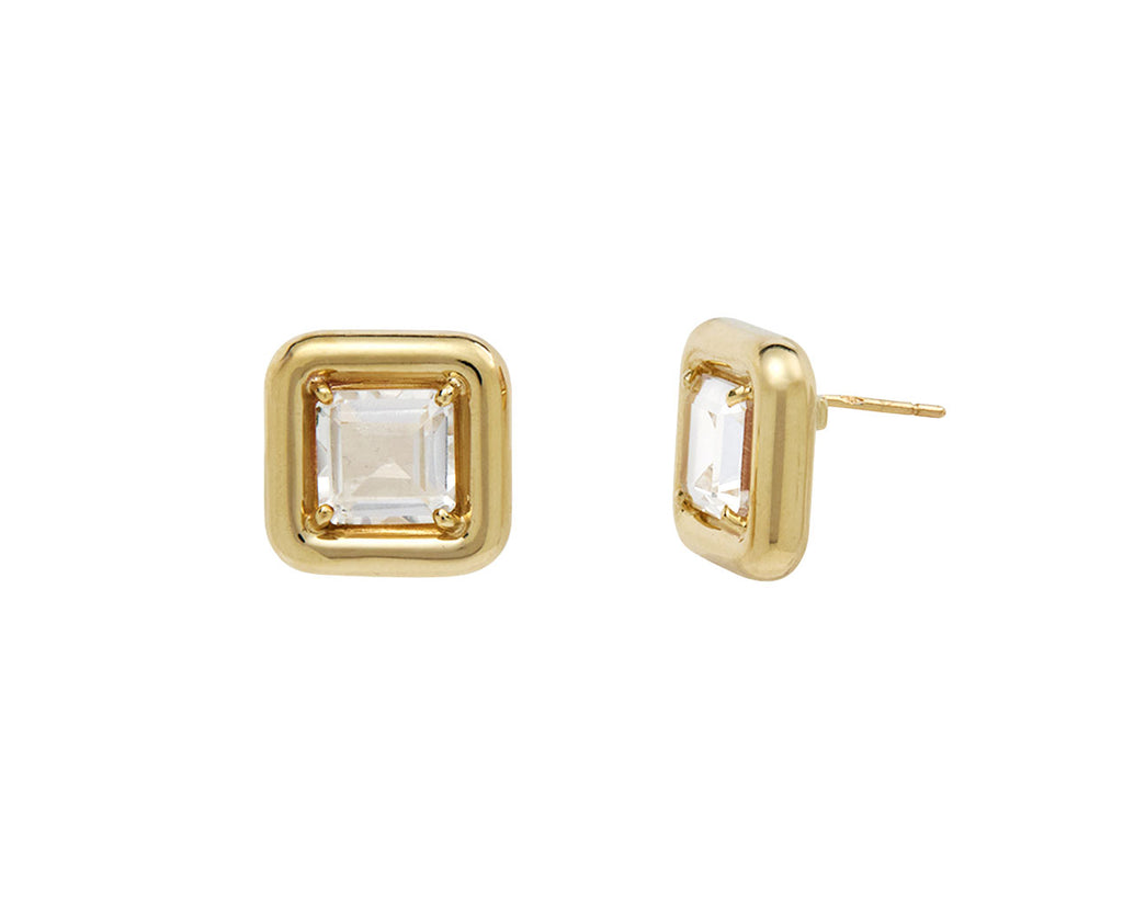 Bea Bongiasca Square Rock Crystal Stud Earrings - Side View