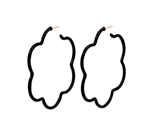 Bea Bongiasca Black Enamel Flower Hoop Earrings