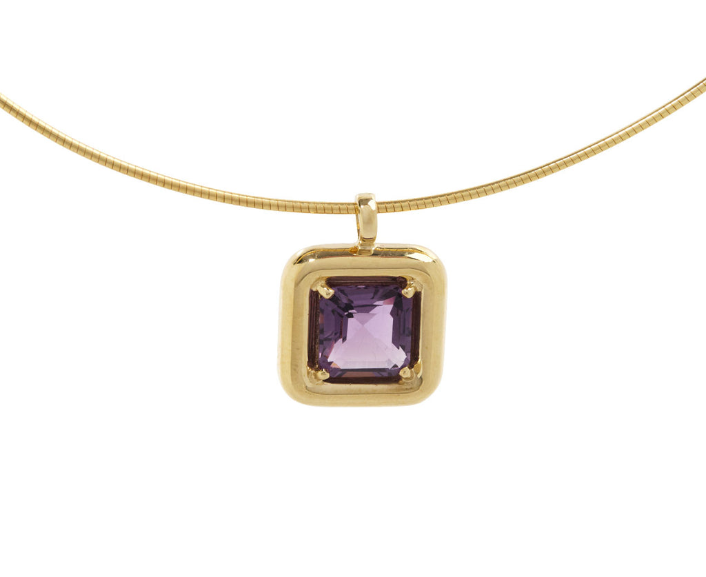 Bea Bongiasca Square Amethyst Pendant Necklace - Closeup