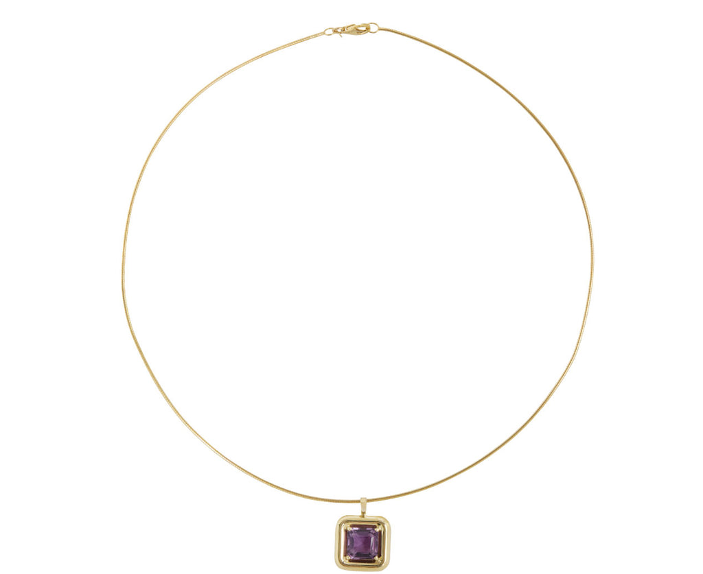 Bea Bongiasca Square Amethyst Pendant Necklace- Top Down View