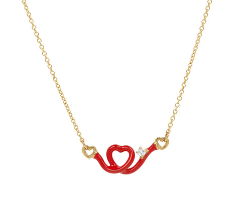 Baby Heart and Diamond Pendant Necklace