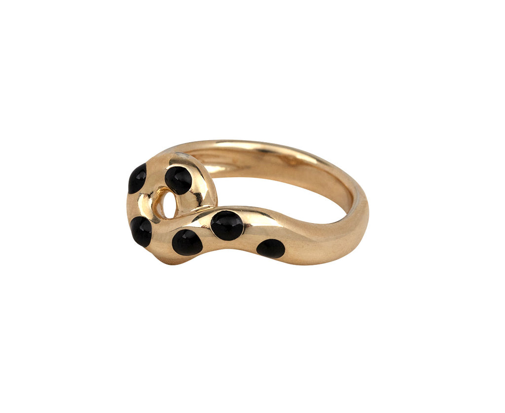 Black Chunky Wave Polka Dot Ring