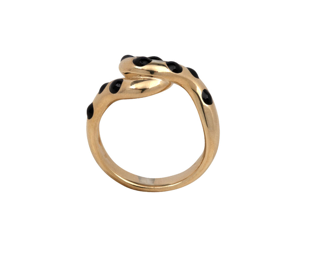 Black Chunky Wave Polka Dot Ring