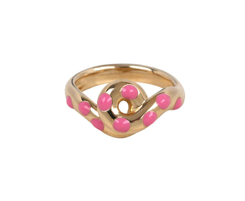 Bubblegum Pink Chunky Wave Polka Dot Ring