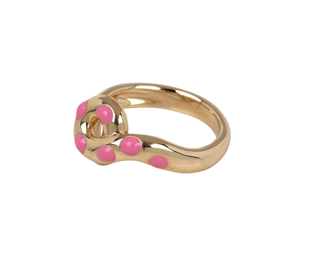 Bubblegum Pink Chunky Wave Polka Dot Ring
