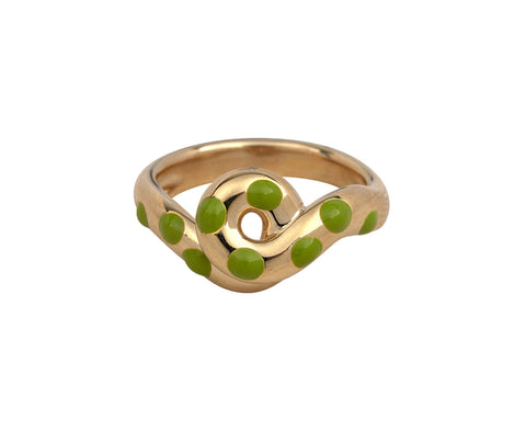 Pistachio Chunky Wave Polka Dot Ring