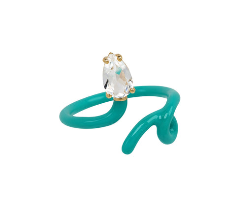 Bea Bongiasca Mint Enamel and Rock Crystal Baby Vine Ring