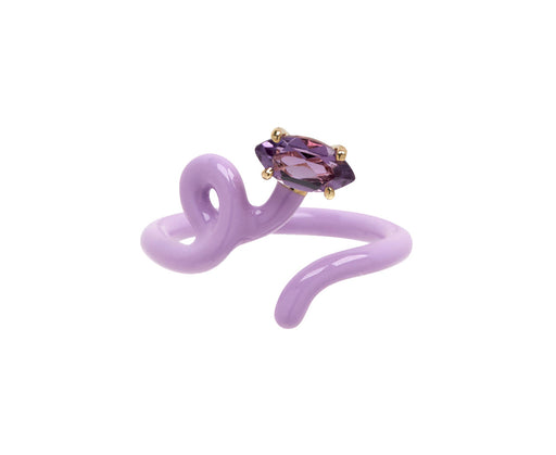 Wisteria Enamel Amethyst Baby Vine Ring