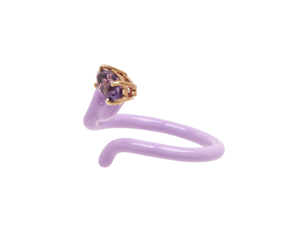 Wisteria Enamel Amethyst Baby Vine Ring
