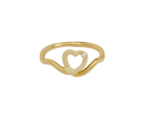Panna Enamel and Diamond Heart Ring