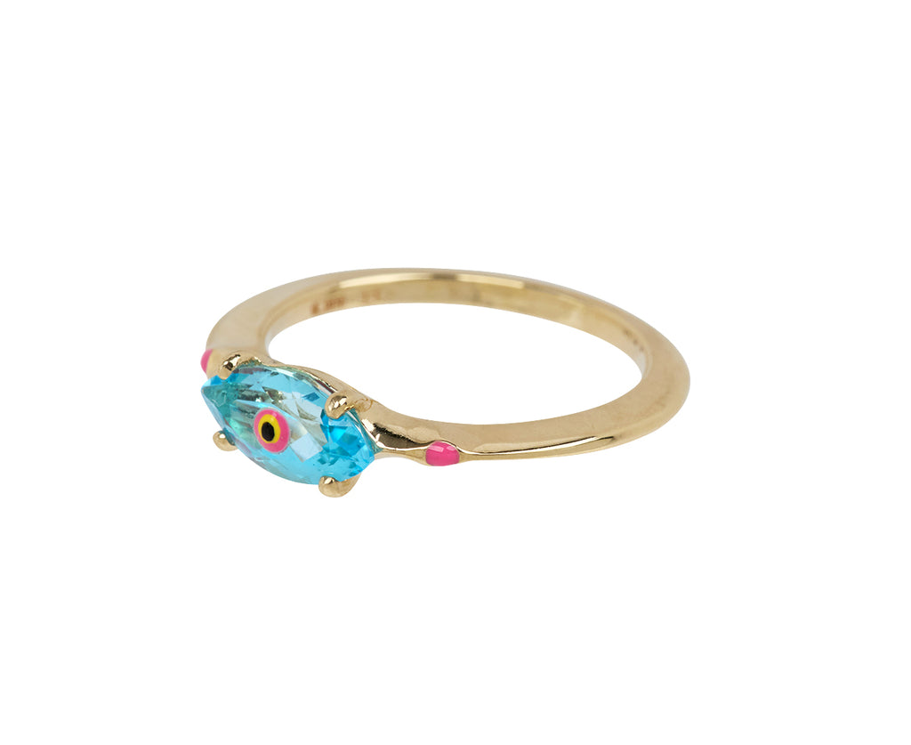 Bea Bongiasca Blue Topaz Big Eye Ring - Angled View