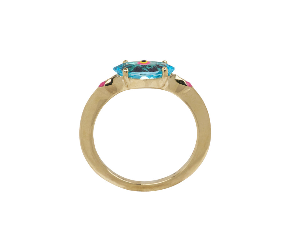 Bea Bongiasca Blue Topaz Big Eye Ring - Top Down View