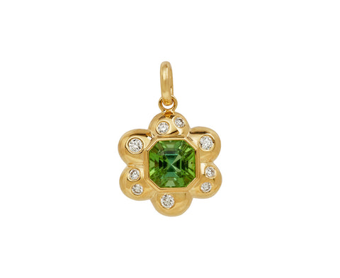 Green Tourmaline Flower Puff Bloom Pendant ONLY