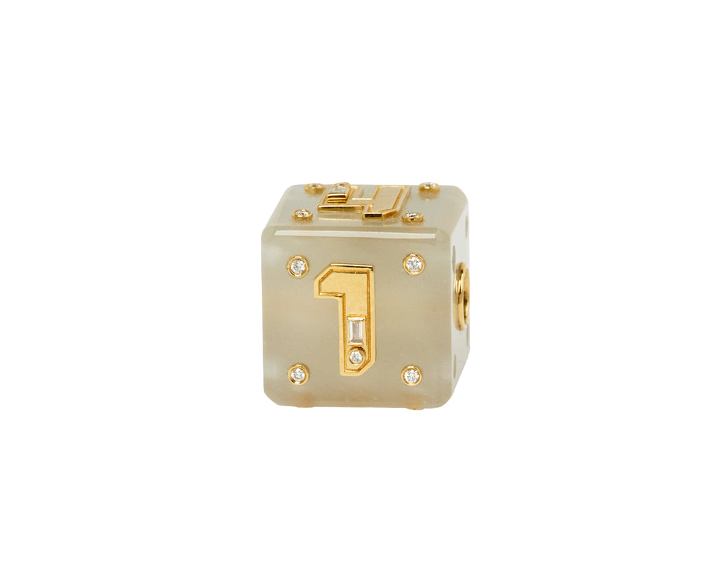 White Moonstone Jumbo Numbers Dice Bangers Charm ONLY