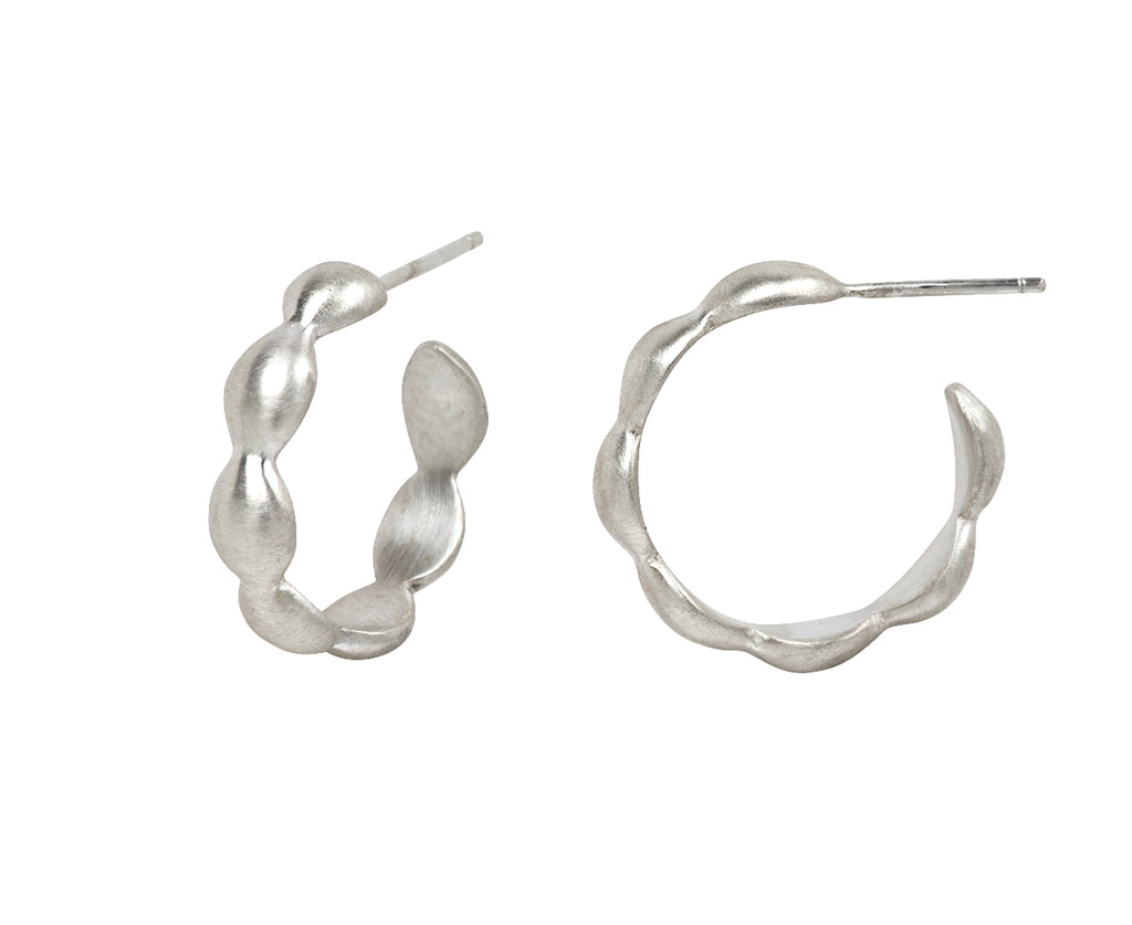 Branch Silver Scallop Hoop Earrings - Angled View