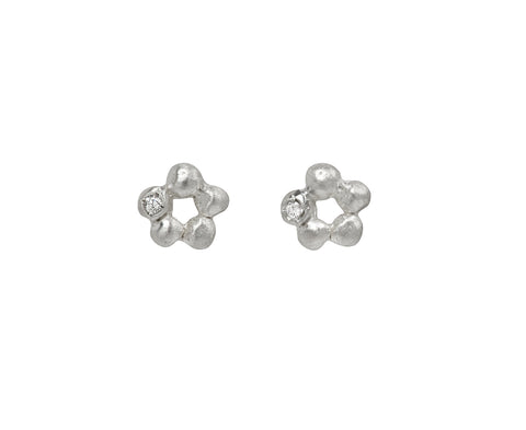 Branch Cluster Silver and Diamond Stud Earrings