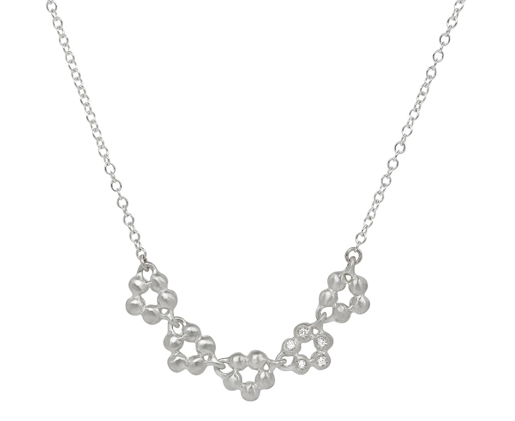 Branch Silver and Diamond Five Cluster Pendant Necklace