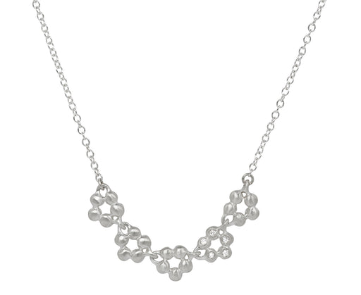 Branch Silver and Diamond Five Cluster Pendant Necklace