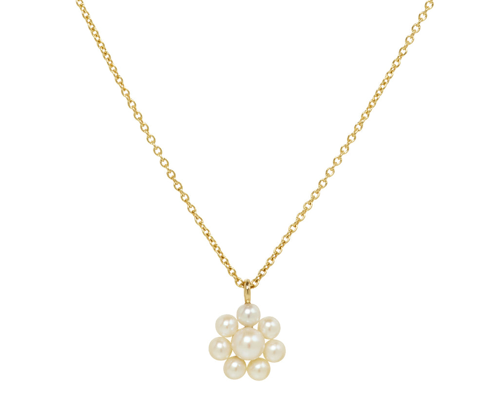 Sophie Bille Brahe Petite Marguerite Pearl Flower Pendant Necklace